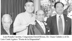 Posada Carriles con il Congressista David Rivera e Luis Conte Agüero, condannato per abuso sessuale e presentato come “Poeta dell’Ispanità”