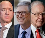 da sinistra a destra: Jeff Bezos, Bill Gate e Warren Buffet